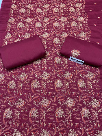 Bareeze - Karandi 2Pc                Premium Embroidered Unstitched Suit