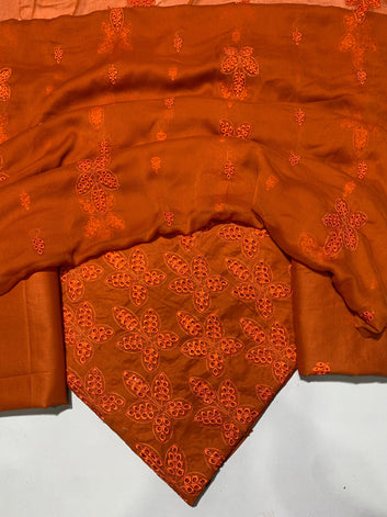 Chikan Kari - Lawn 3 Pcs Embroidered unstitched Dress with Chiffon Dupatta.