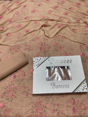 Bareeze - Lawn 3 Pcs Allover Embroidered unstitched Dress with Chiffon Dupatta.
