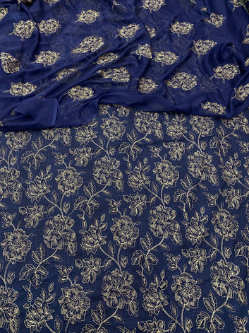 Bareeze- Karandi 3 Pcs All Over Embroidered Unstitched Suit With Chiffon Dupatta