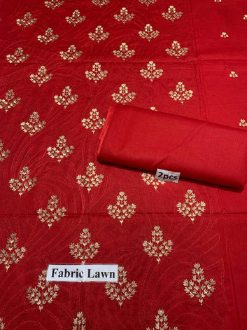 Bareeze Lawn 2 Pcs Embroidered Unstitched Suit - Summer Oufits.