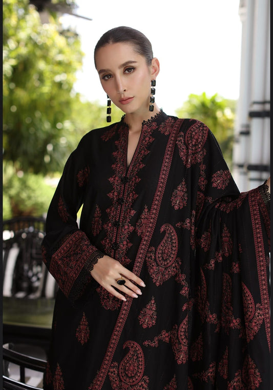 Bareeze - karandi 3Pc Embroidered Unstitched Outfit: winter Elegance - Latest Fashion