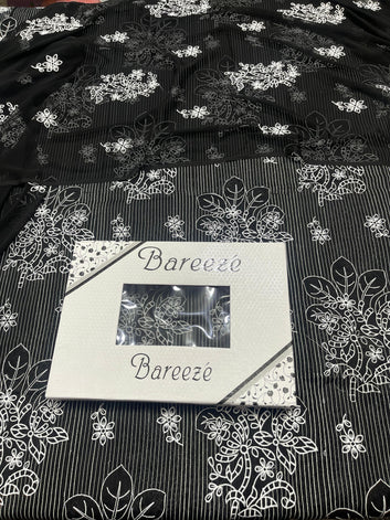 Bareeze - Lawn 3 Pcs Allover Embroidered unstitched Dress with Chiffon Dupatta.