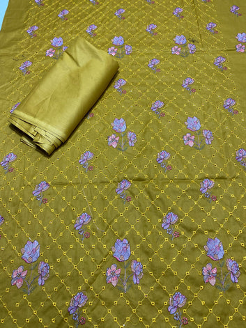 Chikan Kari - Lawn 2 Pcs Embroidered Unstitched Suit - Summer Oufits.