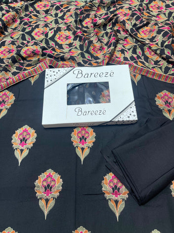 Bareeze - Heavy Shawl Karandi 3Pc Embroidered Unstitched Outfit