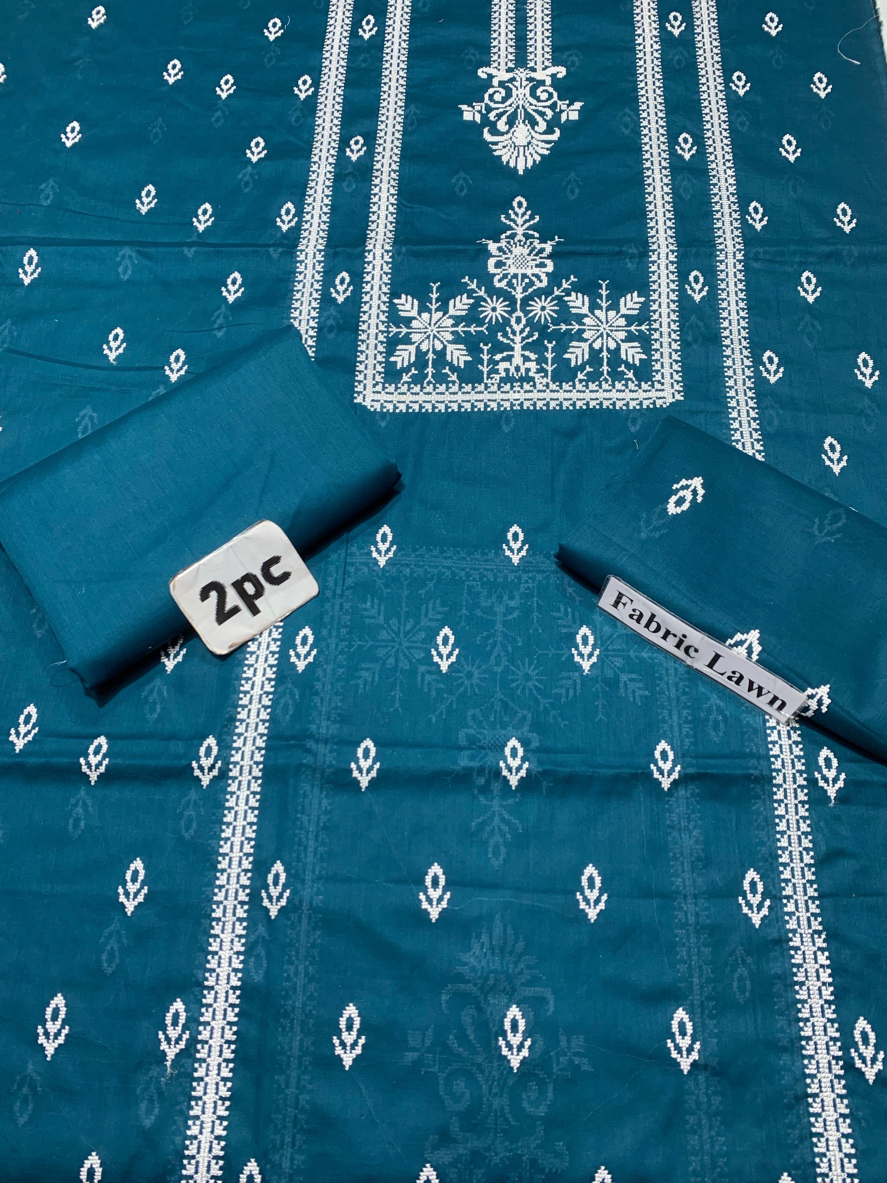 Embroidered - Lawn 2 Pcs   Unstitched Shirt and Trouser