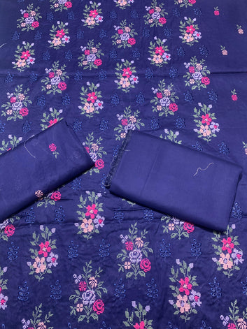Chikan Kari - Lawn 2 Pcs Embroidered Unstitched Suit - Summer Oufits.