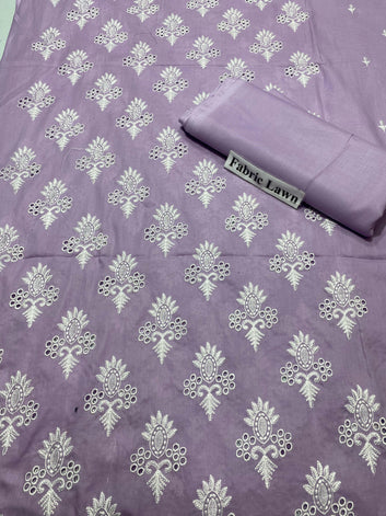 Chikan Kari - Lawn 2 Pcs Embroidered Unstitched Suit - Summer Oufits.