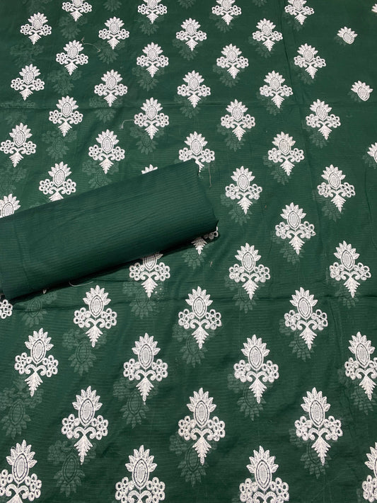 Chikan Kari - Doria Lawn 2 Pcs Embroidered Unstitched Suit - Summer Oufits.