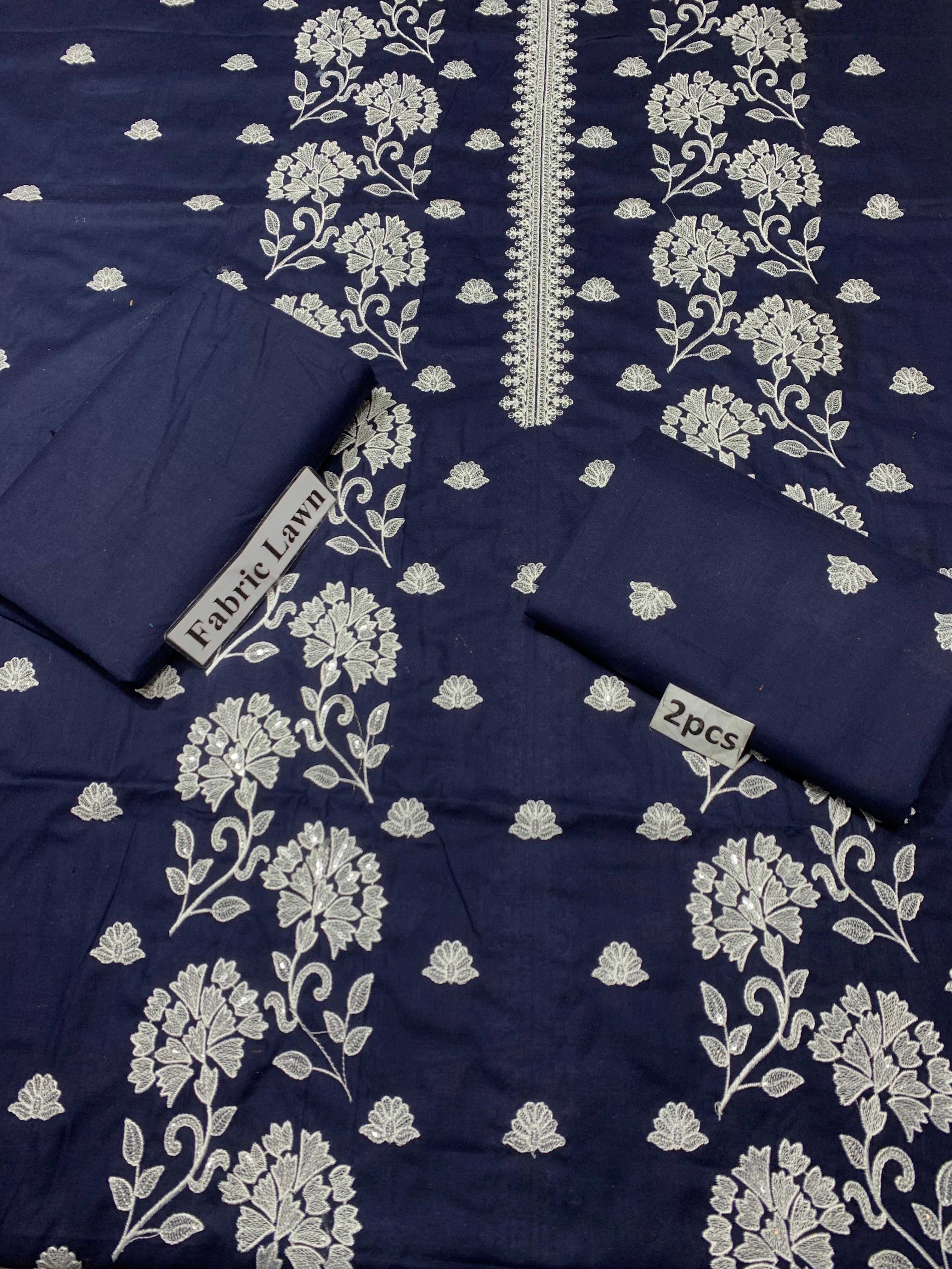 Embroidered - Lawn 2 Pcs   Unstitched Shirt and Trouser