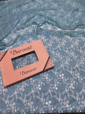 Bareeze 9MM - Lawn 3 Pcs Allover Embroidered unstitched Dress with Chiffon Dupatta.