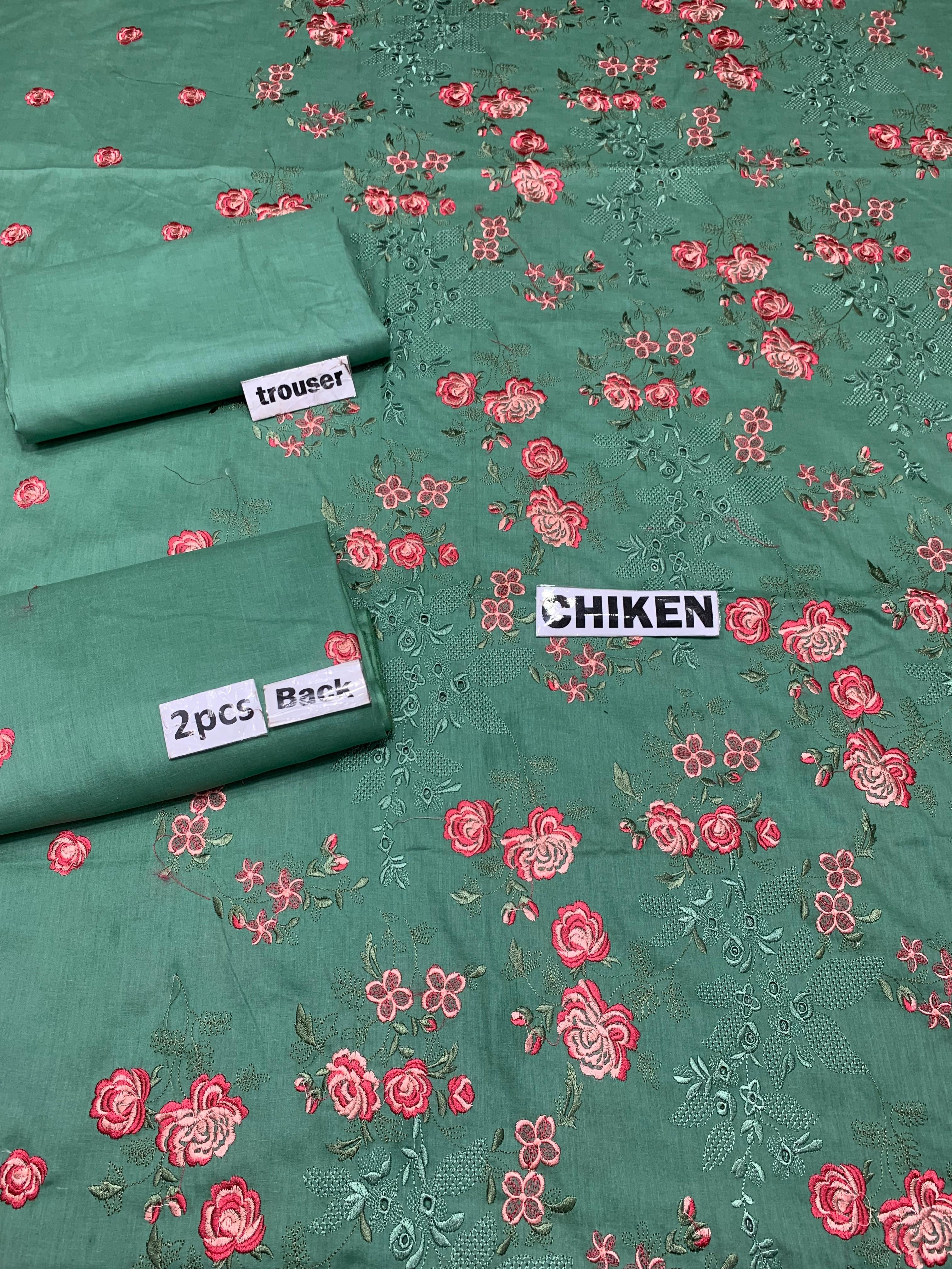 Chikan Kari - Lawn 2 Pcs Embroidered Unstitched Suit - Summer Oufits