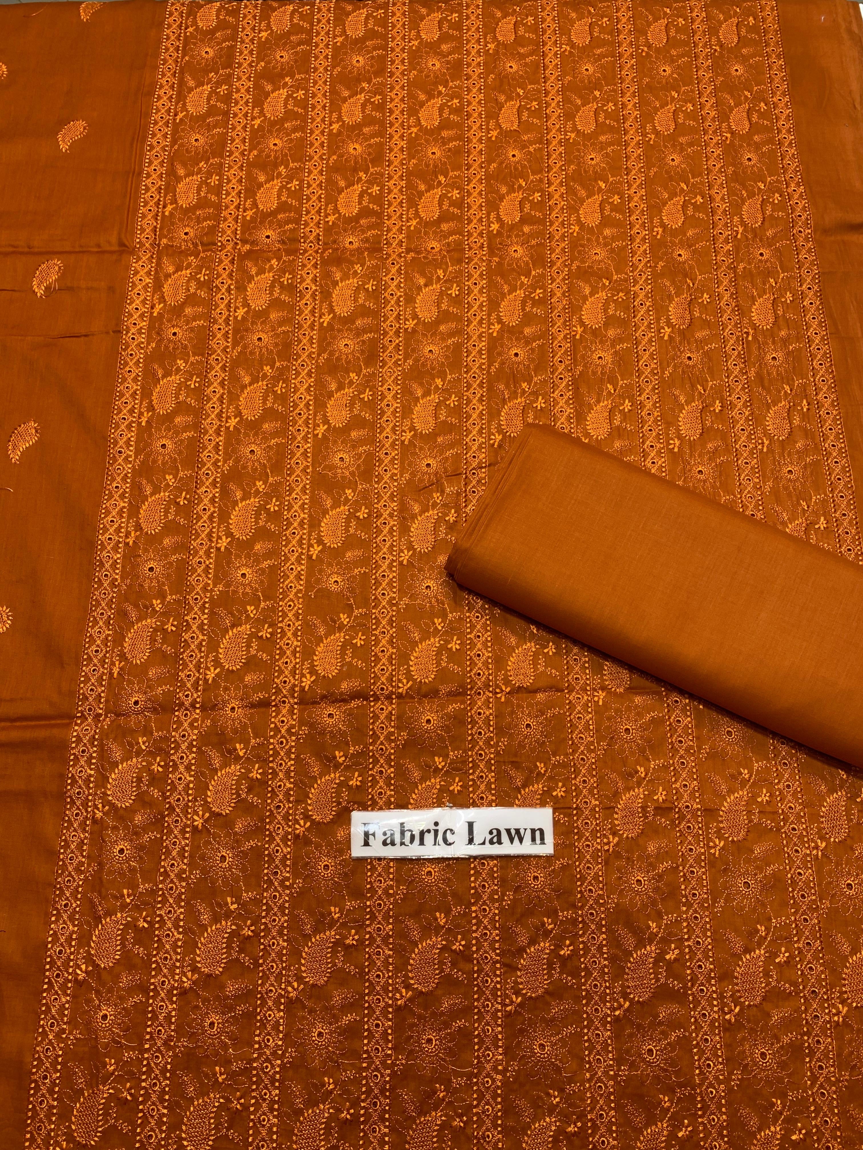 Chikan Kari Lawn 2 Pcs Embroidered Unstitched Suit - Summer Oufits.