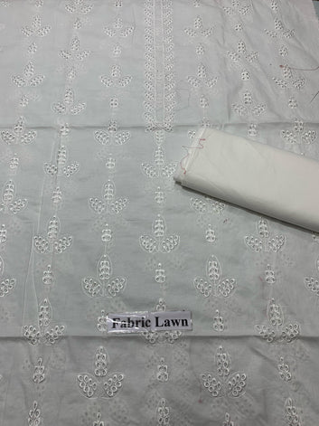 Chikan Kari - Lawn 2 Pcs Embroidered Unstitched Suit - Summer Oufits.