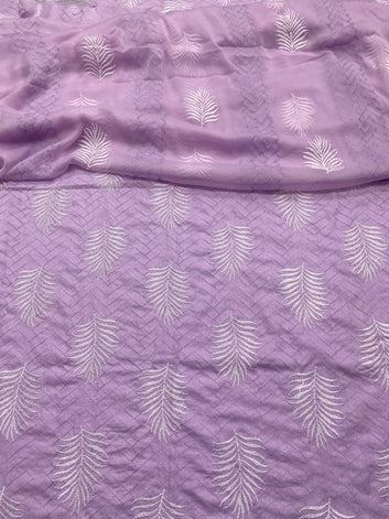 Bareeze- Karandi 3 Pcs All Over Embroidered Unstitched Suit With Chiffon Dupatta