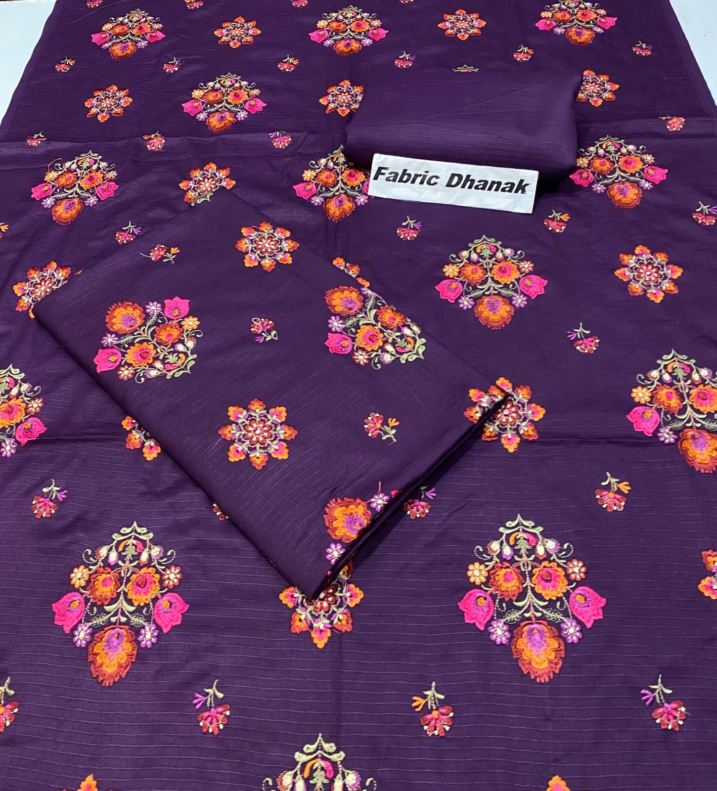 Doria Dhanak -  Allover 2Pcs Embroidered Shirt with Plain Trouser