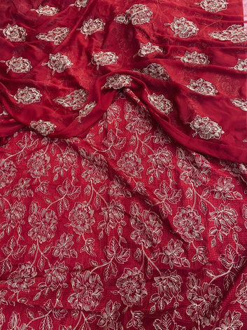 Bareeze- Karandi 3 Pcs All Over Embroidered Unstitched Suit With Chiffon Dupatta