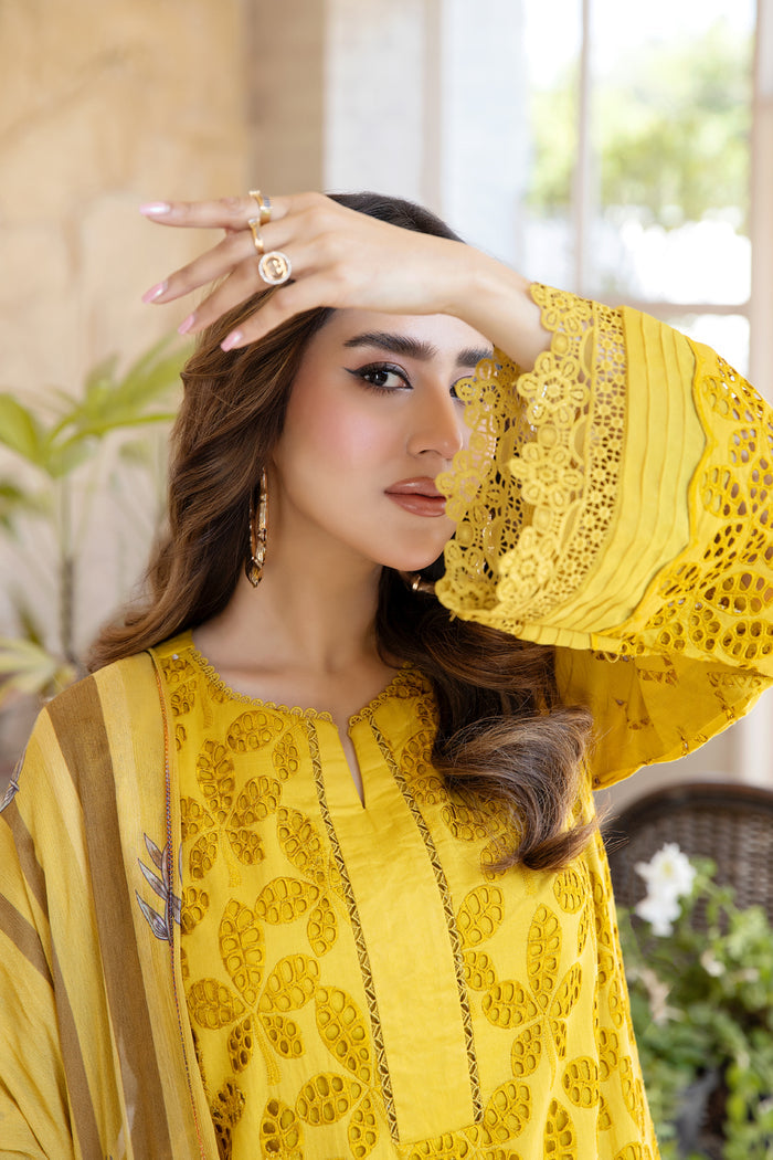 Chikan Kari - Lawn 2 Pcs Embroidered Unstitched Suit - Summer Oufits.