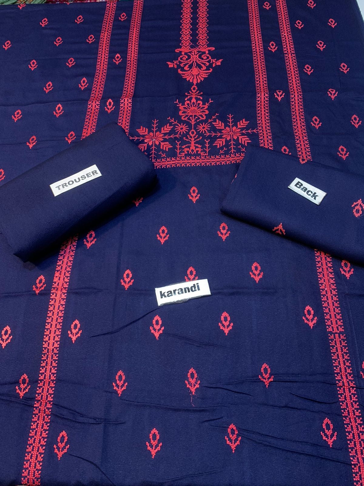 Bareeze - Karandi 2Pc      Premium Embroidered Unstitched Suit - Latest Fashion