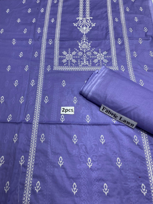 Embroidered - Lawn 2 Pcs   Unstitched Shirt and Trouser.