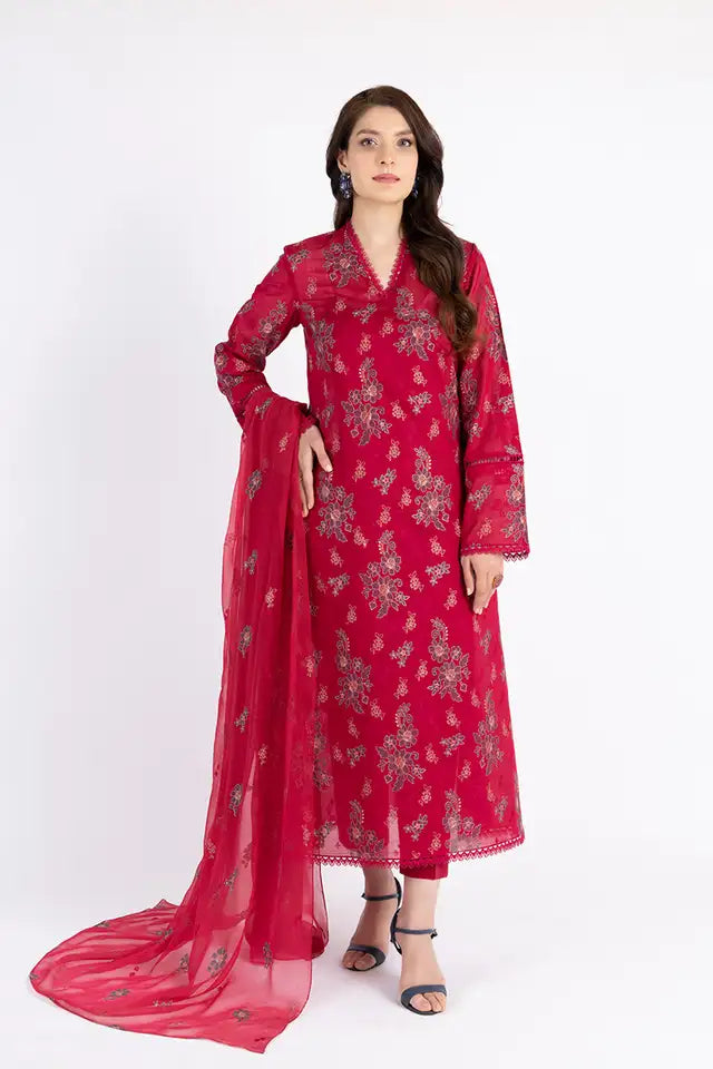 Bana Doria Embroidered - Lawn 2 Pcs   Unstitched Shirt and Trouser