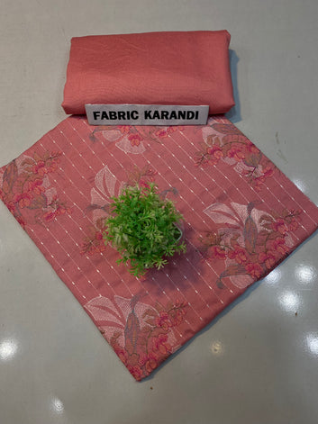 Bareeze - karandi 2Pcs              Allover Embroidered unstitched Outfit: winter Elegance