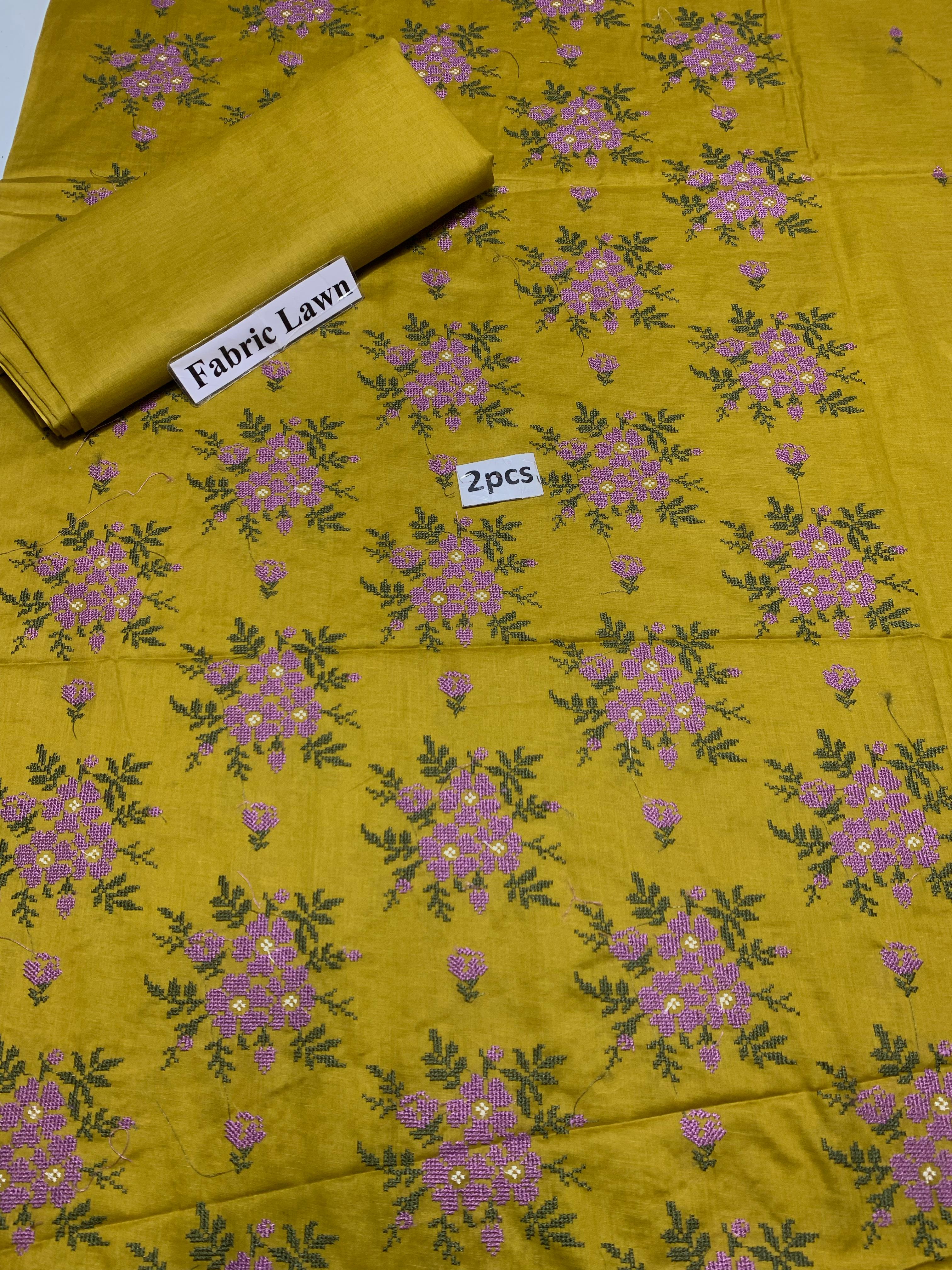 Embroidered - Lawn 2 Pcs   Unstitched Shirt and Trouser