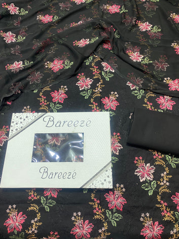 Bareeze - Lawn 3 Pcs Allover Embroidered unstitched Dress with Chiffon Dupatta.