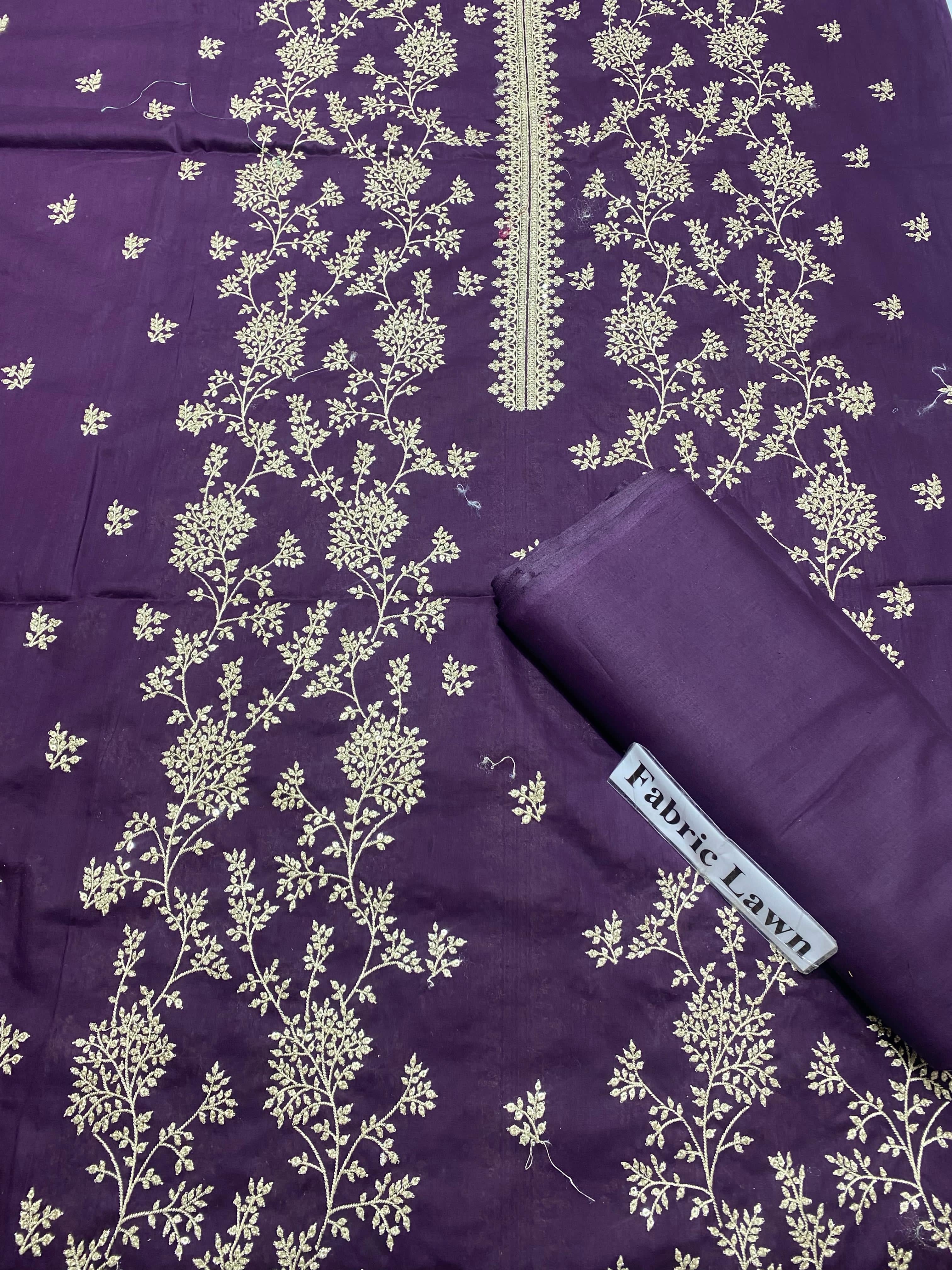 Embroidered - Lawn 2 Pcs   Unstitched Shirt and Trouser.