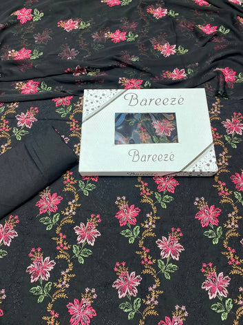 Bareeze- Karandi 3 Pcs All Over Embroidered Unstitched Suit With Chiffon Dupatta