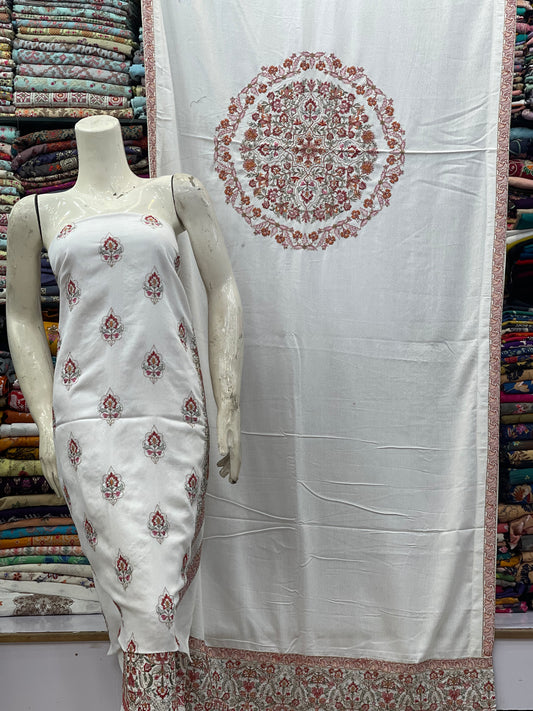 Bareeze - karandi 3Pc Embroidered Unstitched Outfit: winter wear Latest Fashion