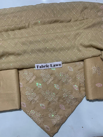 Chikan Kari - Lawn 3 Pcs Embroidered unstitched Dress with Chiffon Dupatta.