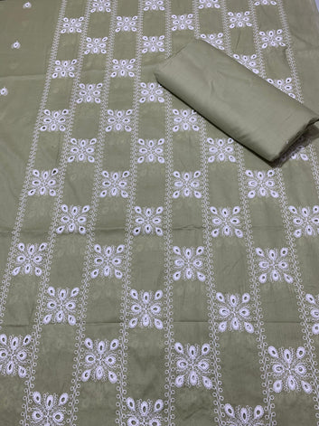 Chikan Kari - Doria Lawn 2 Pcs Embroidered Unstitched Suit - Summer Oufits.