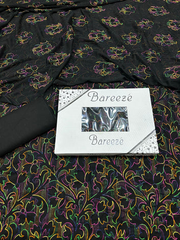 Bareeze - Lawn 3 Pcs Allover Embroidered unstitched Dress with Chiffon Dupatta.