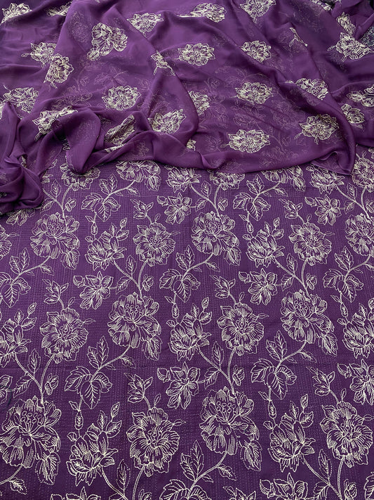 Bareeze- Karandi 3 Pcs All Over Embroidered Unstitched Suit With Chiffon Dupatta