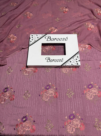 Bareeze- Karandi 3 Pcs All Over Embroidered Unstitched Suit With Chiffon Dupatta