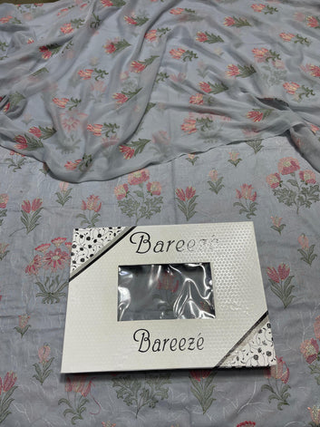 Bareeze - Lawn 3 Pcs Allover Embroidered unstitched Dress with Chiffon Dupatta.