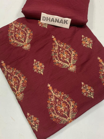 Doria Dhanak -  Allover 2Pcs Embroidered Shirt with Plain Trouser.