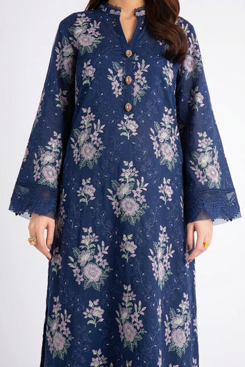 Bareeze- Karandi Chikan Kari 3 Pcs All Over Embroidered Unstitched Suit With Chiffon Dupatta