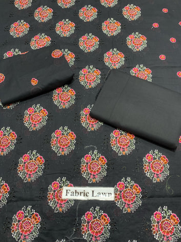 Bana Doria Chikan Kari Lawn 2 Pcs Embroidered Unstitched Suit - Summer Oufits.