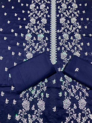 Beautiful Lawn 2 Pcs Embroidered Unstitched Suit - Summer Oufits.