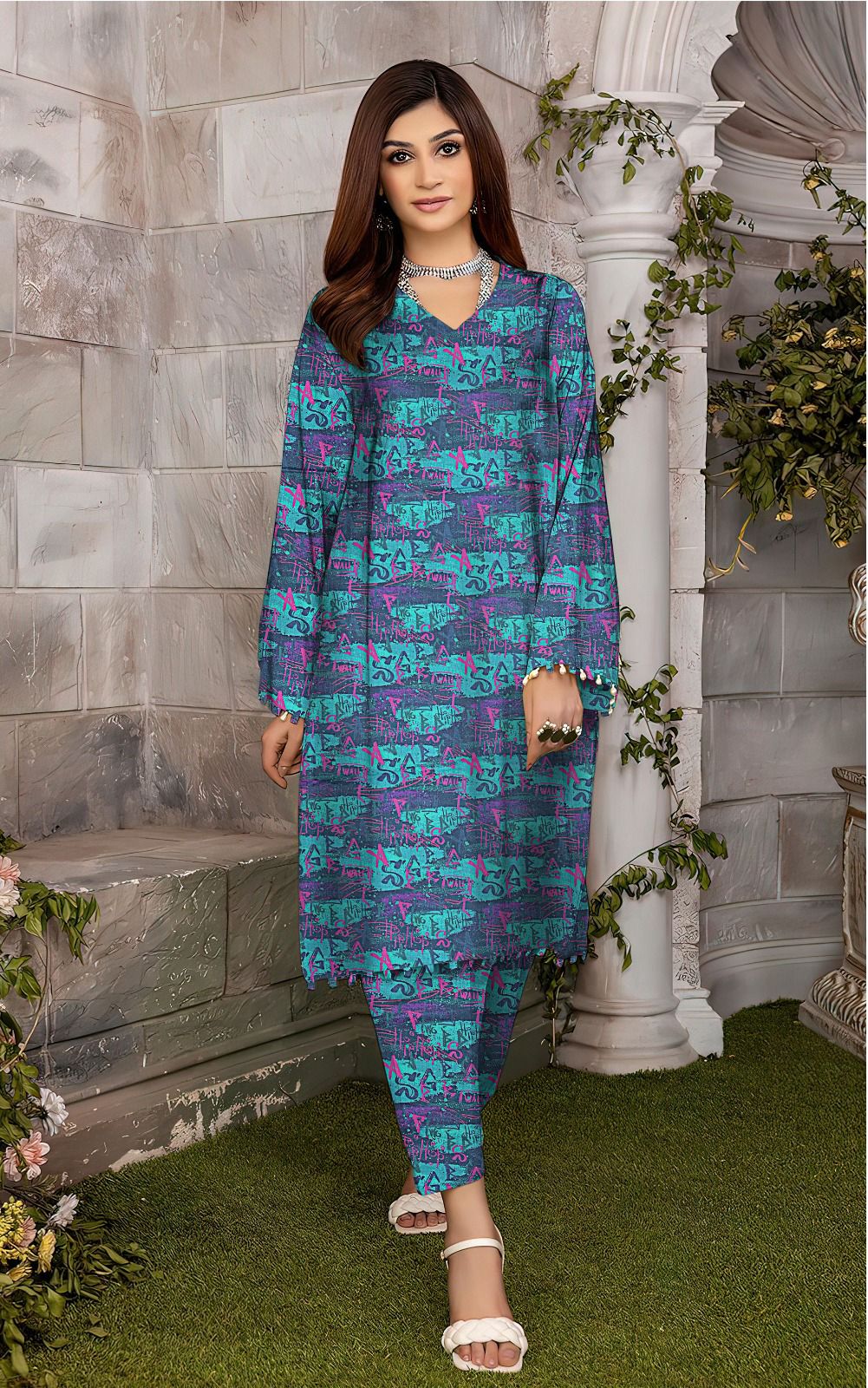 Satrangi - Lawn 2Pcs                 Digital Printed Allover Summer Unstitched Shirt and Trouser.