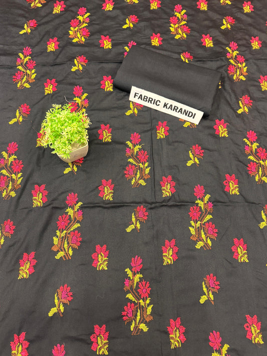Bareeze - karandi 2Pcs             Allover Embroidered unstitched Outfit: winter Elegance.