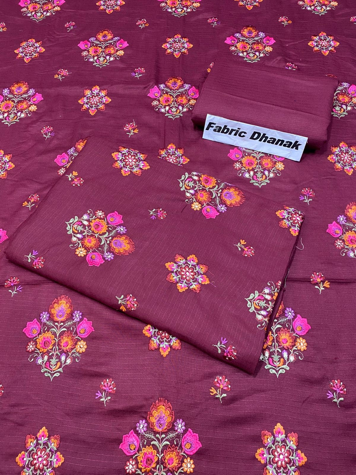 Doria Dhanak -  Allover 2Pcs Embroidered Shirt with Plain Trouser