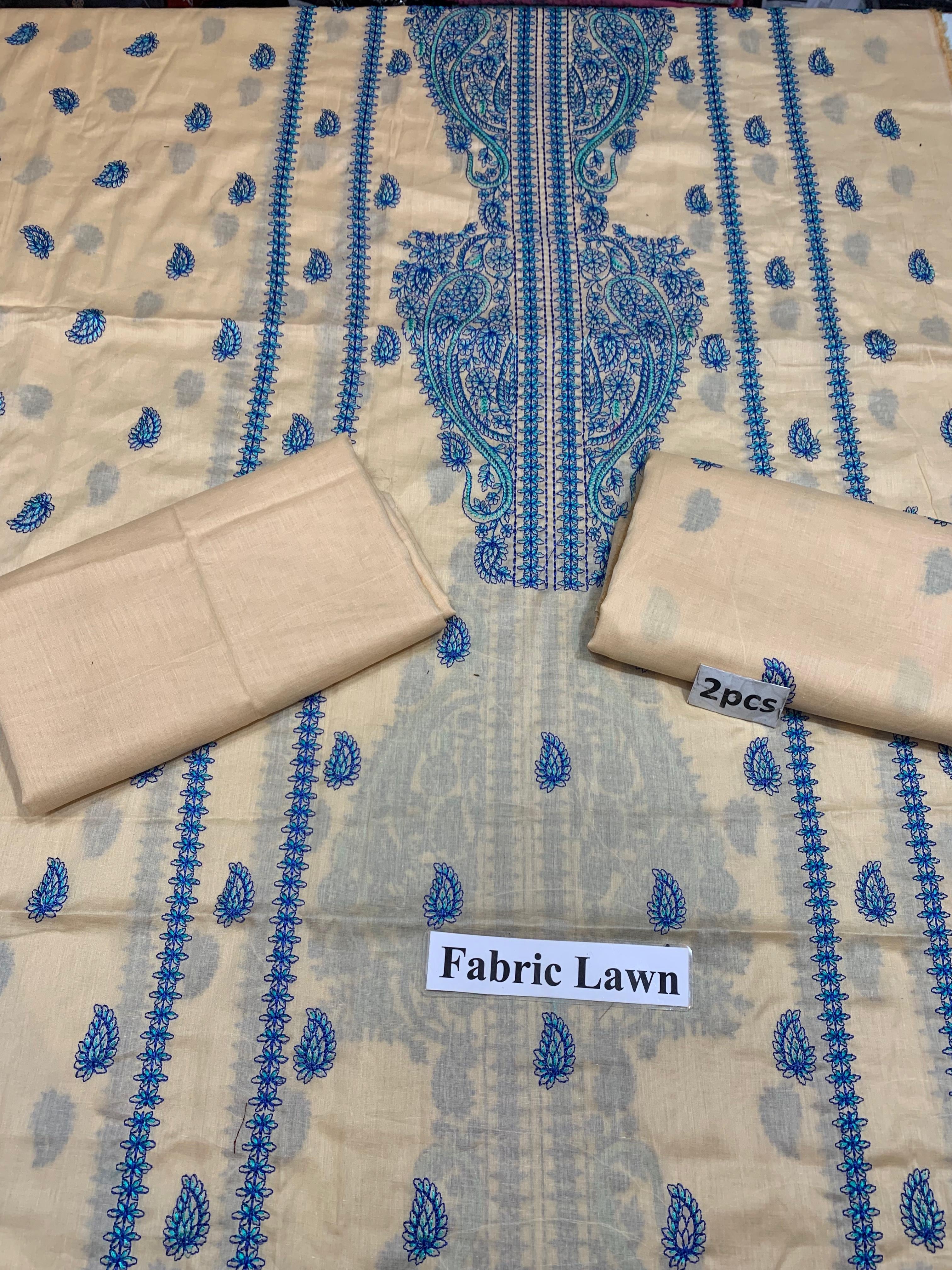 Embroidered - Lawn 2 Pcs   Unstitched Shirt and Trouser