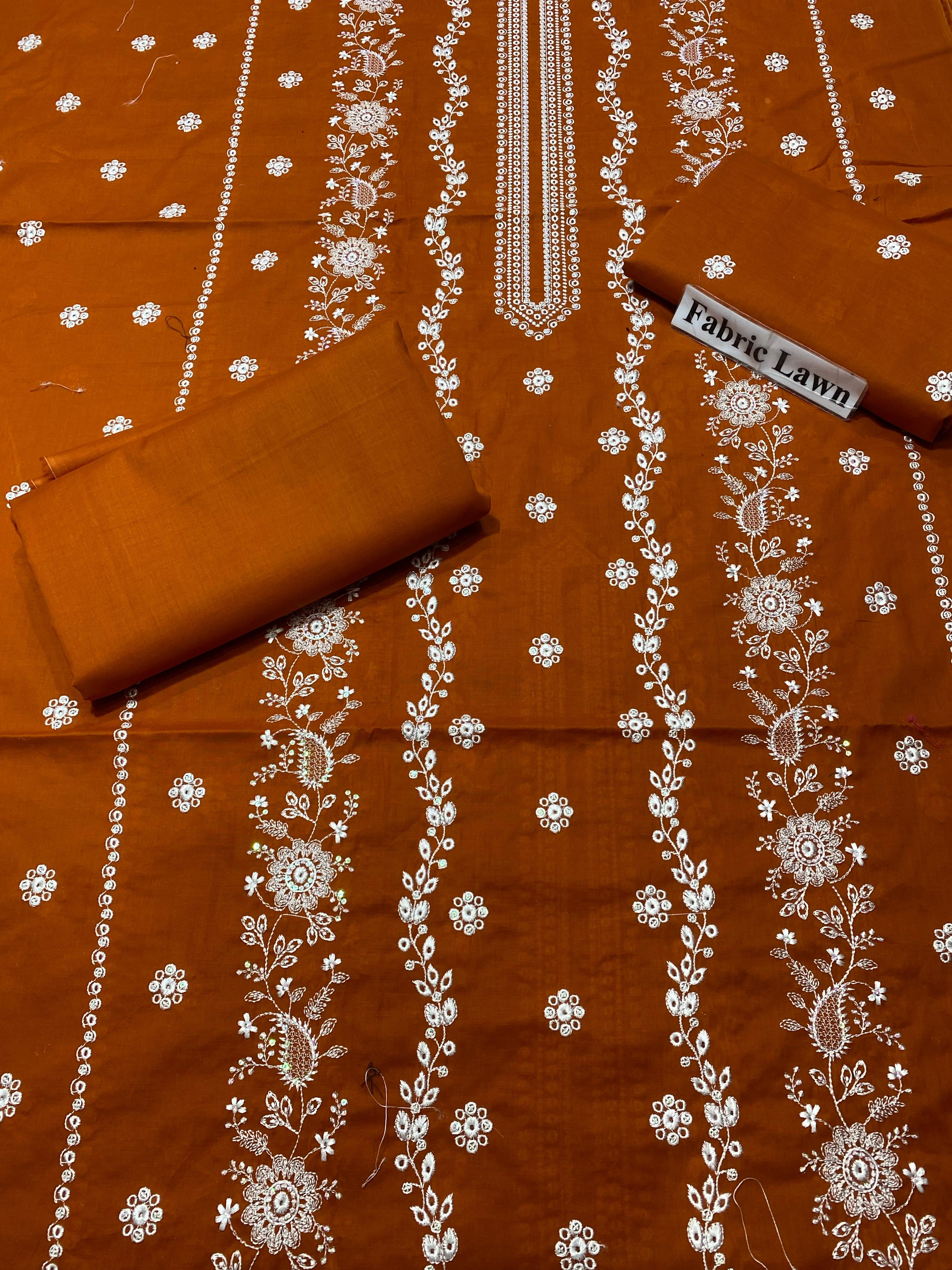 Embroidered - Lawn 2 Pcs   Unstitched Shirt and Trouser