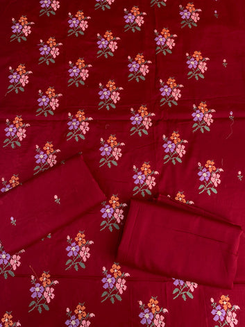 Beautiful Lawn 2 Pcs Embroidered Unstitched Suit - Summer Oufits.