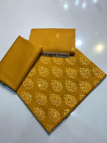 Beautiful Lawn 2 Pcs Embroidered Unstitched Suit - Summer Oufits.