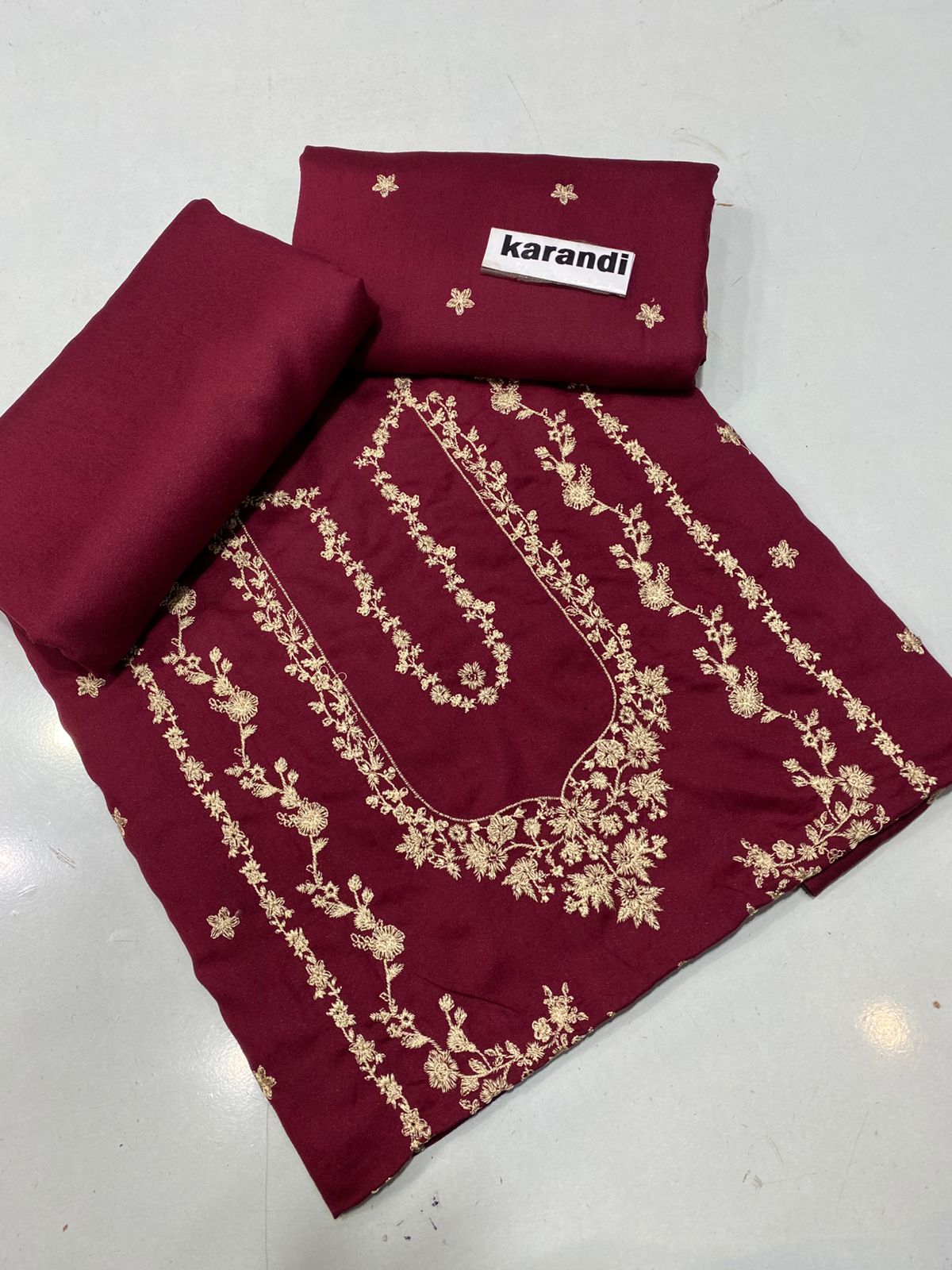 Bareeze - Karandi 2Pc      Premium Embroidered Unstitched Suit - Latest Fashion