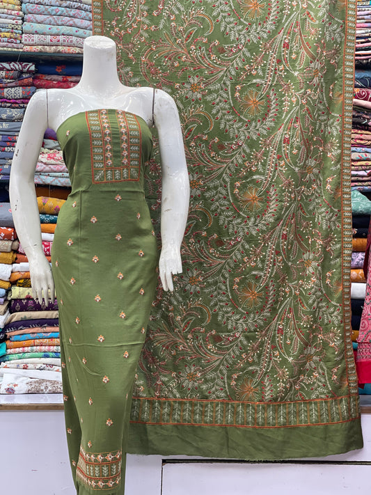Bareeze - karandi 3Pc Embroidered Unstitched Outfit: winter wear Latest Fashion